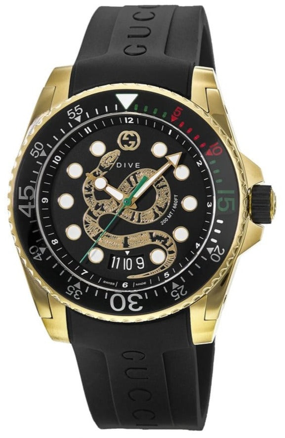  Shop Authentic Gucci Dive Quartz Black Dial Black Rubber Strap Watch For Men - YA136219 - Luxxuri