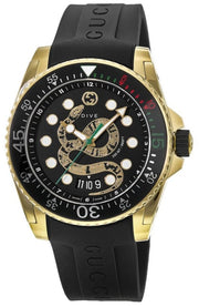  Shop Authentic Gucci Dive Quartz Black Dial Black Rubber Strap Watch For Men - YA136219 - Luxxuri