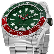  Shop Authentic Gucci Dive Quartz Green Dial Silver Steel Strap Watch For Men - YA136222 - Luxxuri