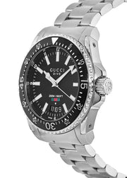  Shop Authentic Gucci Dive Quartz Black Dial Silver Steel Strap Watch For Men - YA136301A - Luxxuri