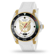  Shop Authentic Gucci Dive Quartz White Dial White Rubber Strap Unisex Watch - YA136322 - Luxxuri