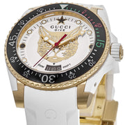  Shop Authentic Gucci Dive Quartz White Dial White Rubber Strap Unisex Watch - YA136322 - Luxxuri