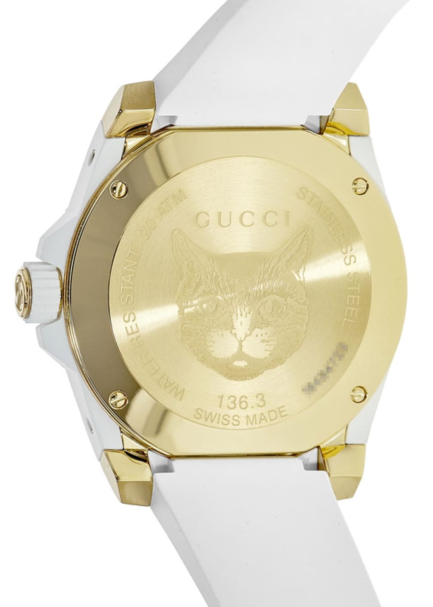  Shop Authentic Gucci Dive Quartz White Dial White Rubber Strap Unisex Watch - YA136322 - Luxxuri
