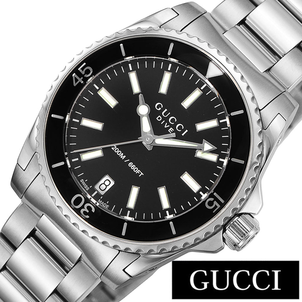  Shop Authentic Gucci Dive Black Dial Silver Steel Strap Watch For Women - YA136403 - Luxxuri