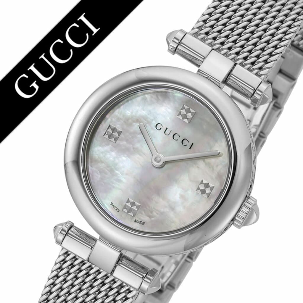  Shop Authentic Gucci Diamantissima Quartz Diamonds Mother of Pearl Dial Silver Mesh Bracelet Watch for Women - YA141504 - Luxxuri