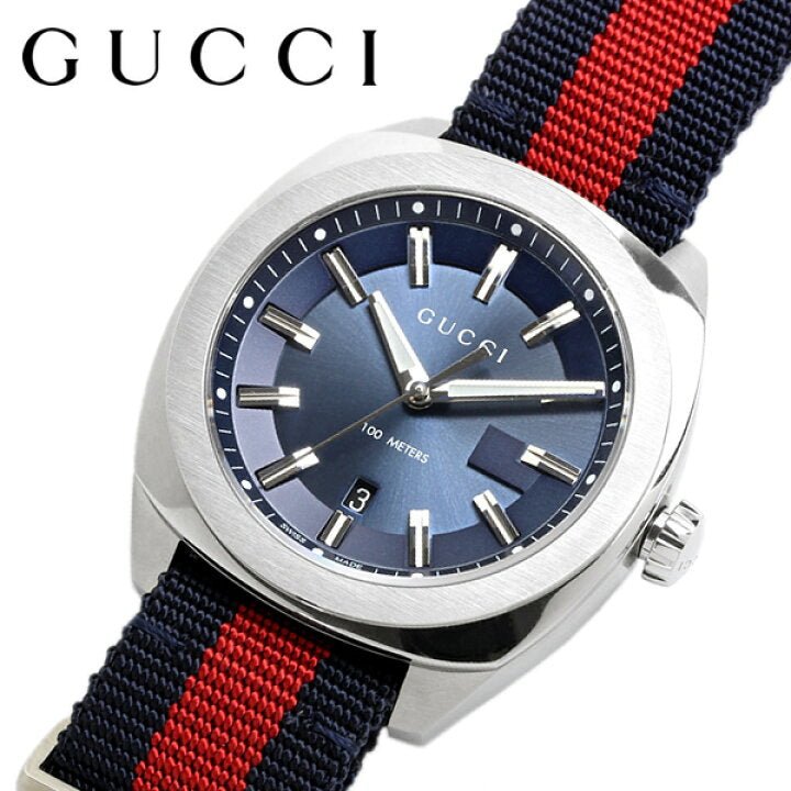  Shop Authentic Gucci GG2570 Quartz Blue Dial Blue & Red Nylon Strap Watch For Men - YA142304 - Luxxuri