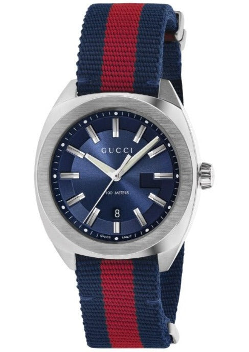  Shop Authentic Gucci GG2570 Quartz Blue Dial Blue & Red Nylon Strap Watch For Men - YA142304 - Luxxuri