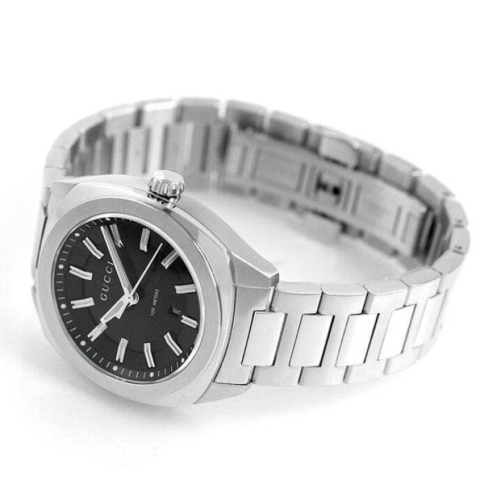  Shop Authentic Gucci GG2570 Quartz Black Dial Silver Steel Strap Watch For Men - YA142401 - Luxxuri