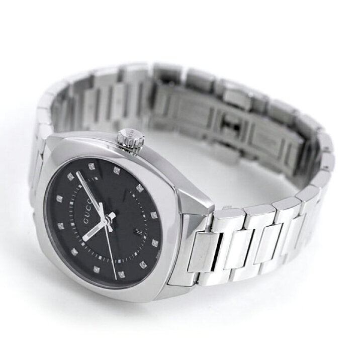  Shop Authentic Gucci GG2570 Diamonds Black Dial Silver Steel Strap Watch For Women - YA142404 - Luxxuri