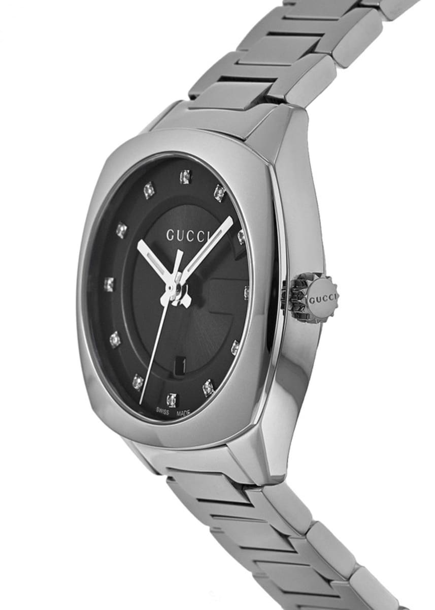  Shop Authentic Gucci GG2570 Diamonds Black Dial Silver Steel Strap Watch For Women - YA142503 - Luxxuri