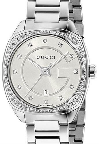  Shop Authentic Gucci GG2570 Diamonds Silver Dial Silver Steel Strap Watch For Women - YA142505 - Luxxuri