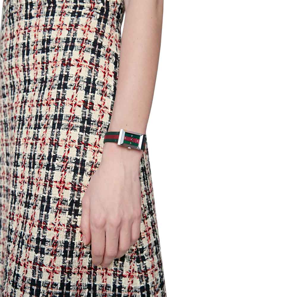  Shop Authentic Gucci G-Frame Mother of Pearl Dial Two Tone Nylon Strap Watch For Women - YA147404 - Luxxuri