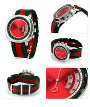  Shop Authentic Gucci Grip Quartz Chronograph Red Dial Two Tone NATO Strap Watch for Men - YA157304 - Luxxuri