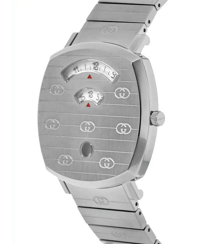  Shop Authentic Gucci Grip Quartz Silver Dial Silver Steel Strap Watch For Women - YA157401 - Luxxuri