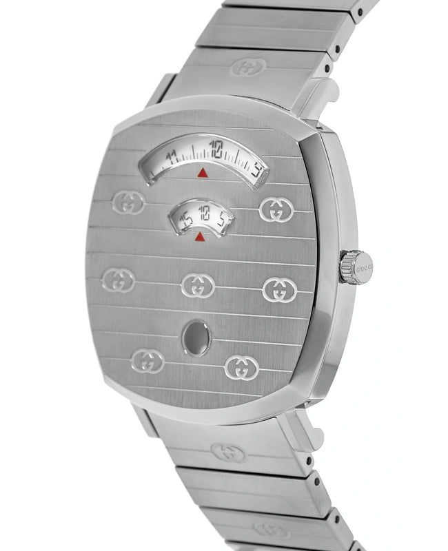  Shop Authentic Gucci Grip Quartz Silver Dial Silver Steel Strap Watch For Men - YA157501 - Luxxuri