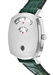  Shop Authentic Gucci Grip Quartz Silver Dial Green Leather Strap Watch For Women - YA157404 - Luxxuri