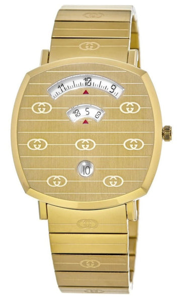  Shop Authentic Gucci Grip Quartz Yellow Gold Dial Gold Steel Strap Unisex Watch - YA157409 - Luxxuri
