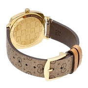  Shop Authentic Gucci Grip Disney Mickey Mouse Gold Dial Brown Leather Strap Watch For Women - YA157420 - Luxxuri