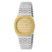  Shop Authentic Gucci 25H Quartz Gold Dial Silver Steel Strap Watch for Men - YA163405 - Luxxuri