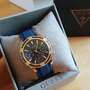  Shop Authentic Guess Catalina Blue Gold Tone Blue Silicone Strap Watch For Women - W0562L2 - Luxxuri