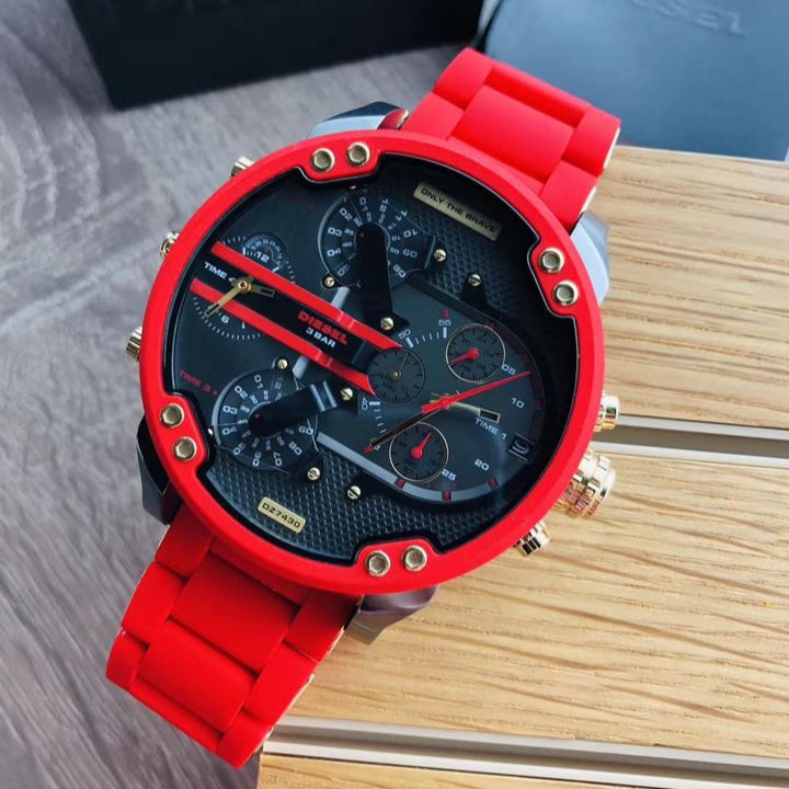  Shop Authentic Diesel Mr Daddy 2.0 Chronograph Grey Dial Red Rubber Strap Watch For Men - DZ7430 - Luxxuri