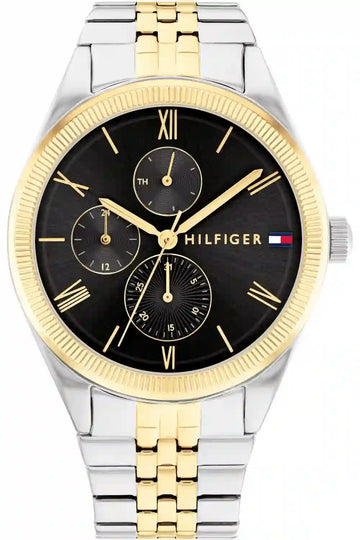  Shop Authentic Tommy Hilfiger Monica Chronograph Black Dial Two Tone Steel Strap Watch For Women - 1782591 - Luxxuri