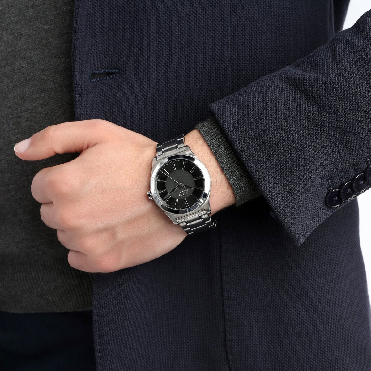  Shop Authentic Armani Exchange Nico Analog Black Dial Silver Steel Strap Watch For Men - AX2320 - Luxxuri