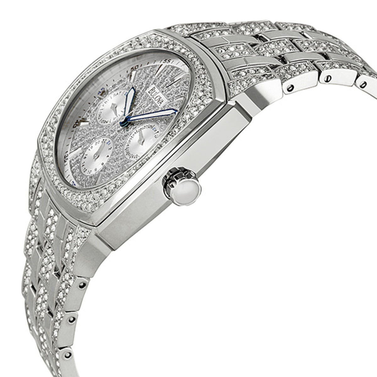  Shop Authentic Bulova Crystal Collection Phantom Silver Dial Silver Steel Strap Watch for Men - 96C002 - Luxxuri