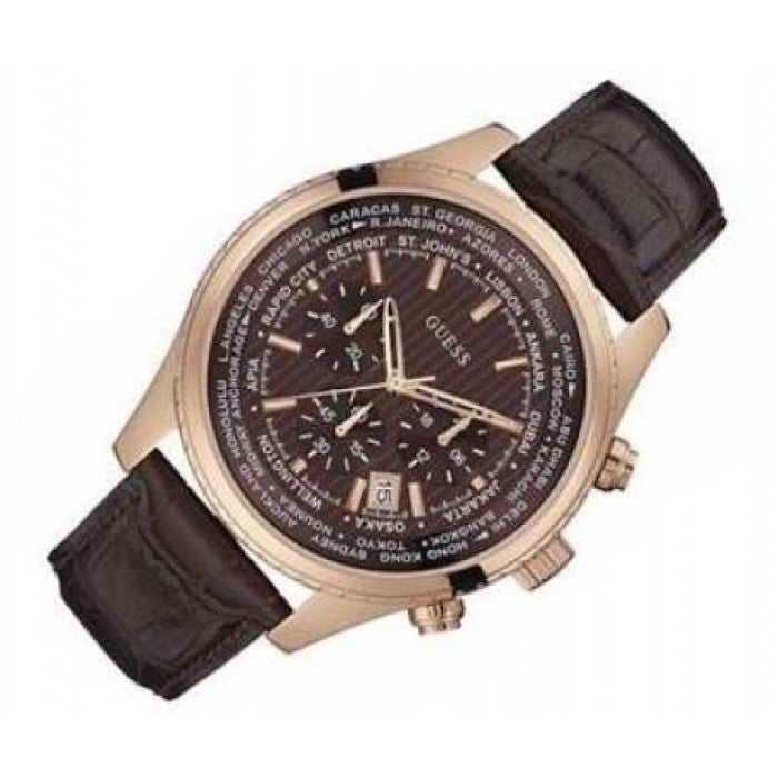  Shop Authentic Guess Pursuit Chronograph Brown Dial Brown Leather Strap Watch for Men - W0500G3 - Luxxuri
