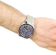  Shop Authentic Emporio Armani Tazio Chronograph Blue Dial Gold & Silver Stainless Steel Strap Watch For Men - AR8030 - Luxxuri