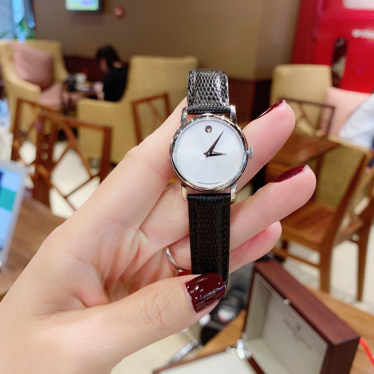  Shop Authentic Movado Museum Silver Dial Black Leather Strap Watch For Women - 2100003 - Luxxuri