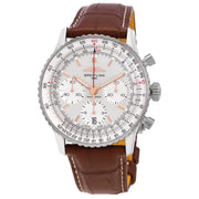  Shop Authentic Breitling Navitimer B01 Chronograph 41 White Dial Brown Leather Strap Watch for Men - AB0139211G1P1 - Luxxuri