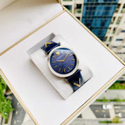  Shop Authentic Versace V-Twist Quartz Blue Dial Blue Leather Strap Watch for Women - VELS00119 - Luxxuri