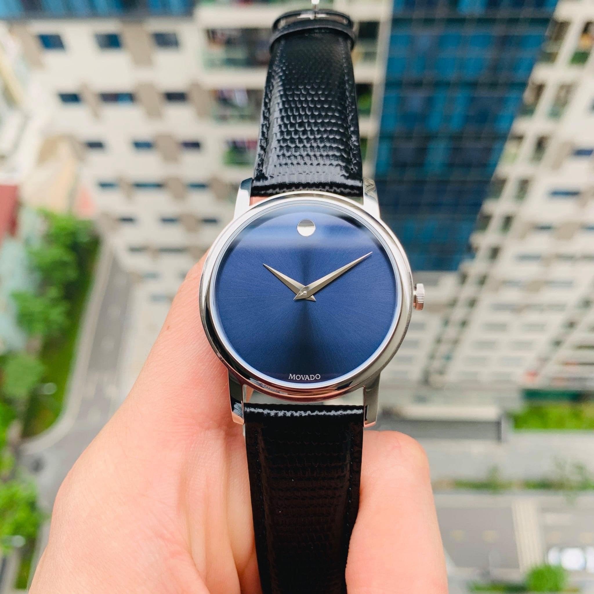 Shop Authentic Movado Museum Blue Dial Black Leather Strap Watch For  Men - 2100009 - Luxxuri