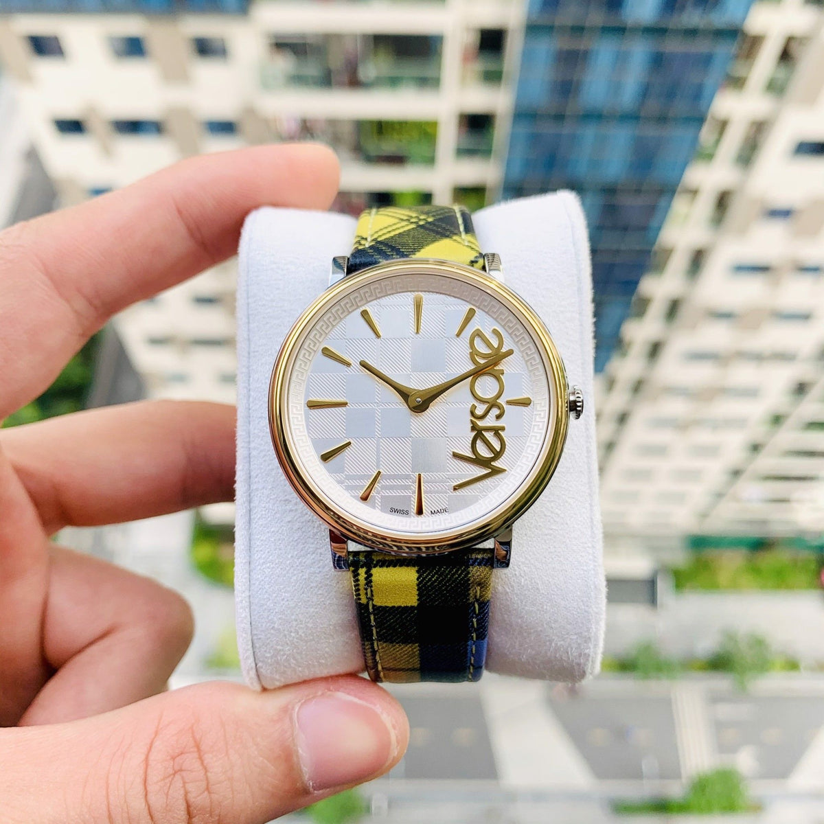 Shop Authentic Versace V-Circle The Clans Edition Silver Dial Multicolor Leather Strap Watch for Women - VE8100118 - Luxxuri
