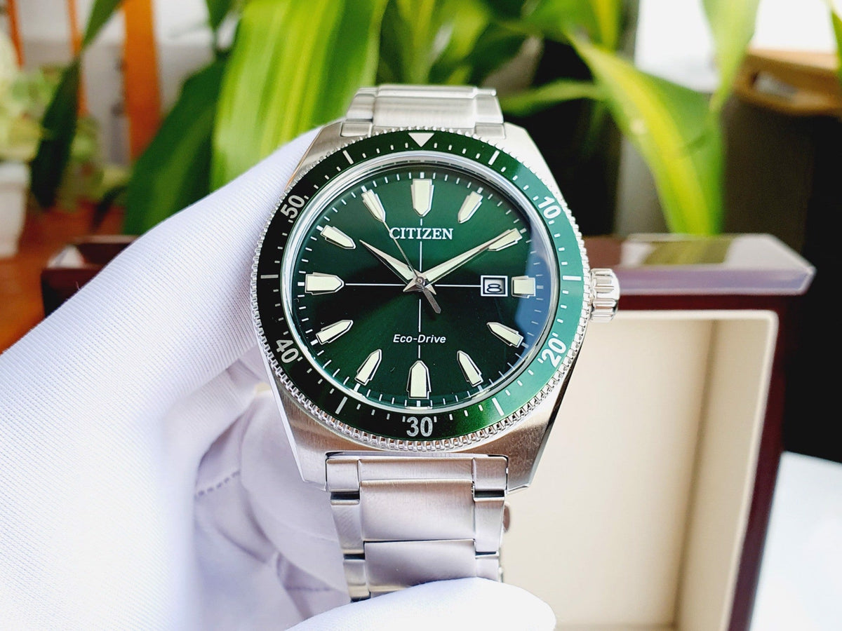  Shop Authentic Citizen Eco Drive Vintage Green Dial Silver Steel Strap Watch For Men - AW1598-70X - Luxxuri