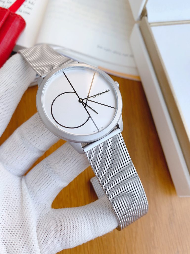 Shop Authentic Calvin Klein Minimal White Dial Silver Mesh Bracelet Watch for Men - K3M5115X - Luxxuri