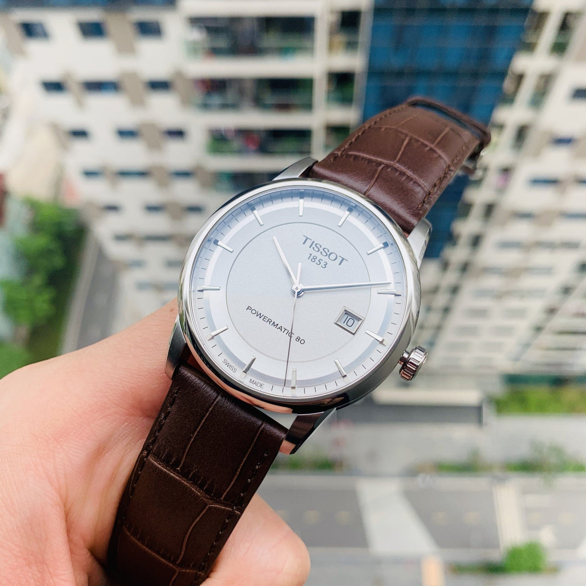  Shop Authentic Tissot Luxury Powermatic 80 Silver Dial Brown Leather Strap Watch For Men - T086.407.16.031.00 - Luxxuri