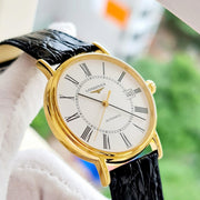  Shop Authentic Longines Presence 25.5mm Automatic White Dial Black Leather Strap Watch for Women - L4.921.2.11.2 - Luxxuri