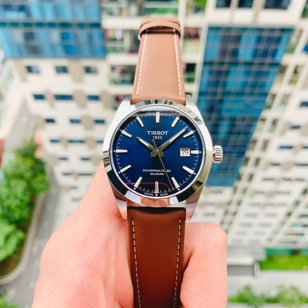  Shop Authentic Tissot Gentleman Powermatic 80 Silicium Blue Dial Brown Leather Strap Watch For Men - T127.407.16.041.00 - Luxxuri