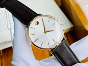  Shop Authentic Movado Ultra Slim White Dial Brown Leather Strap Watch For Men - 0607089 - Luxxuri