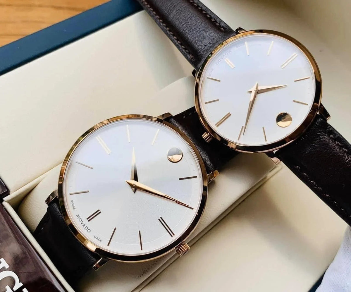  Shop Authentic Movado Ultra Slim White Dial Brown Leather Strap Watch For Men - 0607089 - Luxxuri