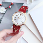  Shop Authentic Versace V-Twist Silver Dial Red Leather Strap Watch for for Women - VELS00519 - Luxxuri