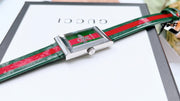  Shop Authentic Gucci G Frame Quartz Green & Red Mother of Pearl Dial Multicolor Leather Strap Watch For Women - YA147408 - Luxxuri