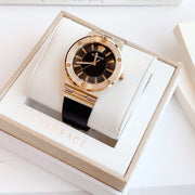 Shop Authentic Versace Greca Black Dial Black Leather Strap Watch for Women - VEVH00320 - Luxxuri