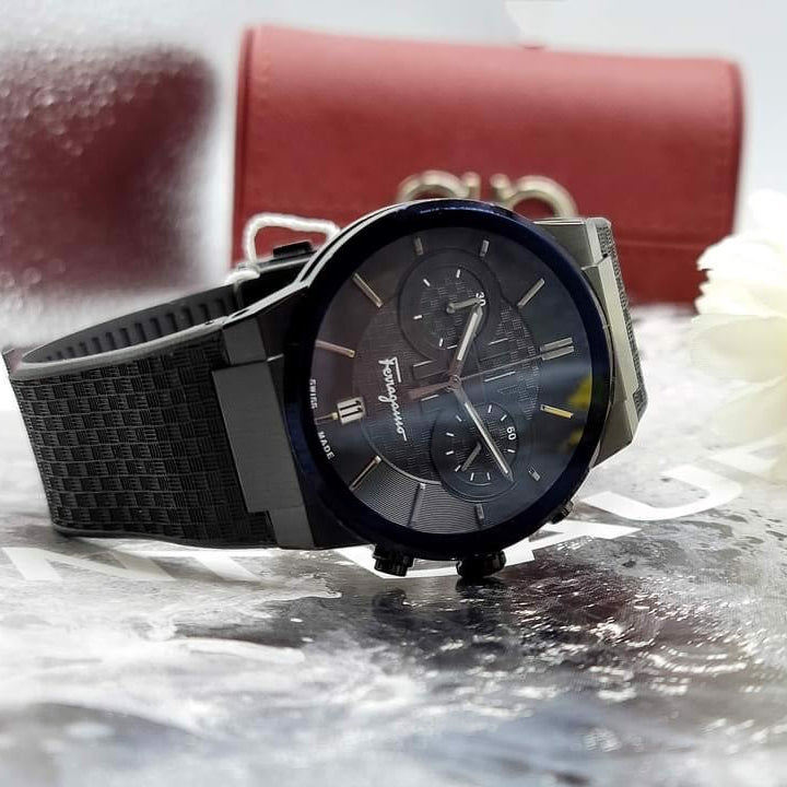  Shop Authentic Salvatore Ferragamo Sapphire Black Dial Black Rubber Strap Watch for Men - SFHP00320 - Luxxuri