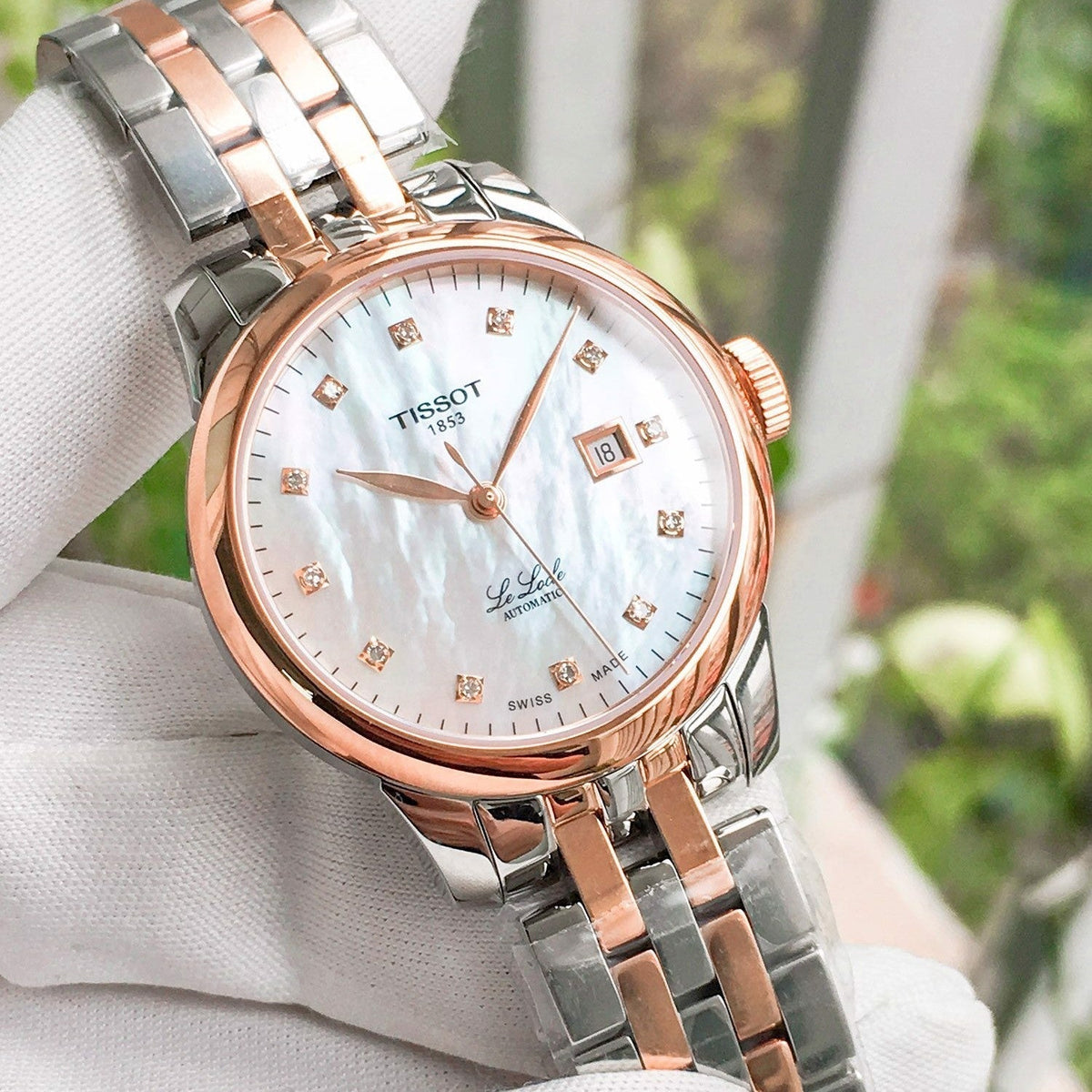  Shop Authentic Tissot Le Locle Automatic Diamonds Mother of Pearl White Dial Two Tone Steel Strap Watch For Women - T006.207.22.116.00 - Luxxuri