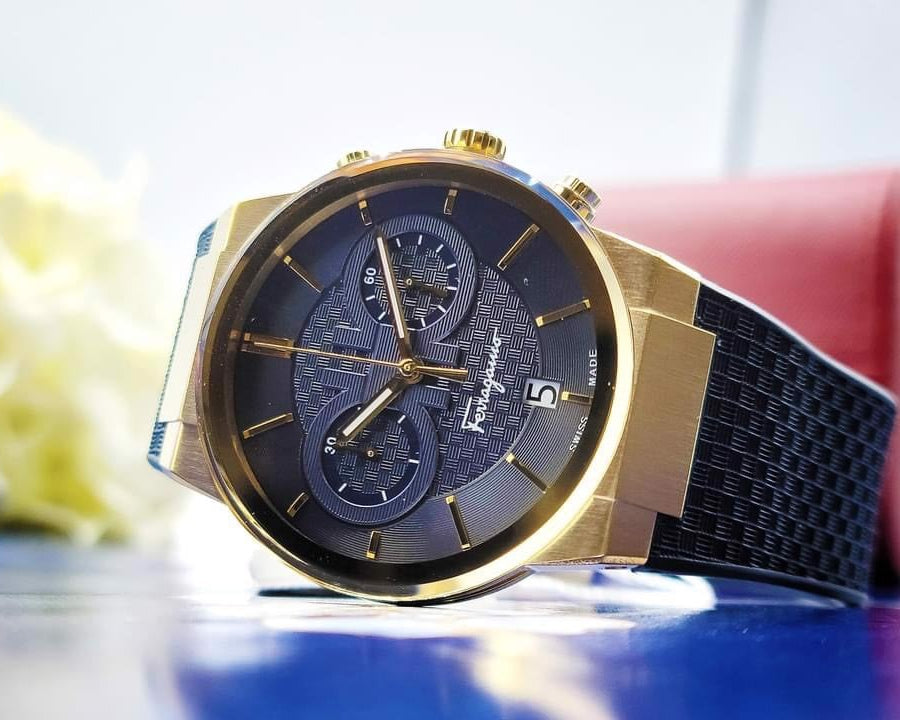  Shop Authentic Salvatore Ferragamo Sapphire Chrono Blue Dial Blue Silicone Strap Watch for Men - SFME00221 - Luxxuri