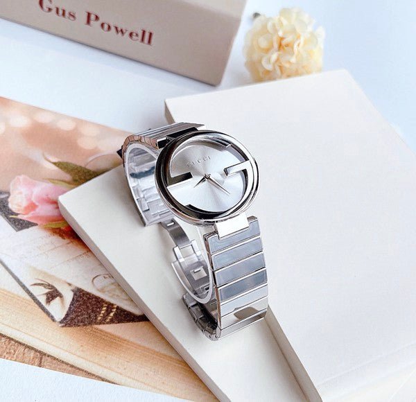  Shop Authentic Gucci G Interlocking Silver Dial Silver Steel Strap Watch For Women - YA133503 - Luxxuri