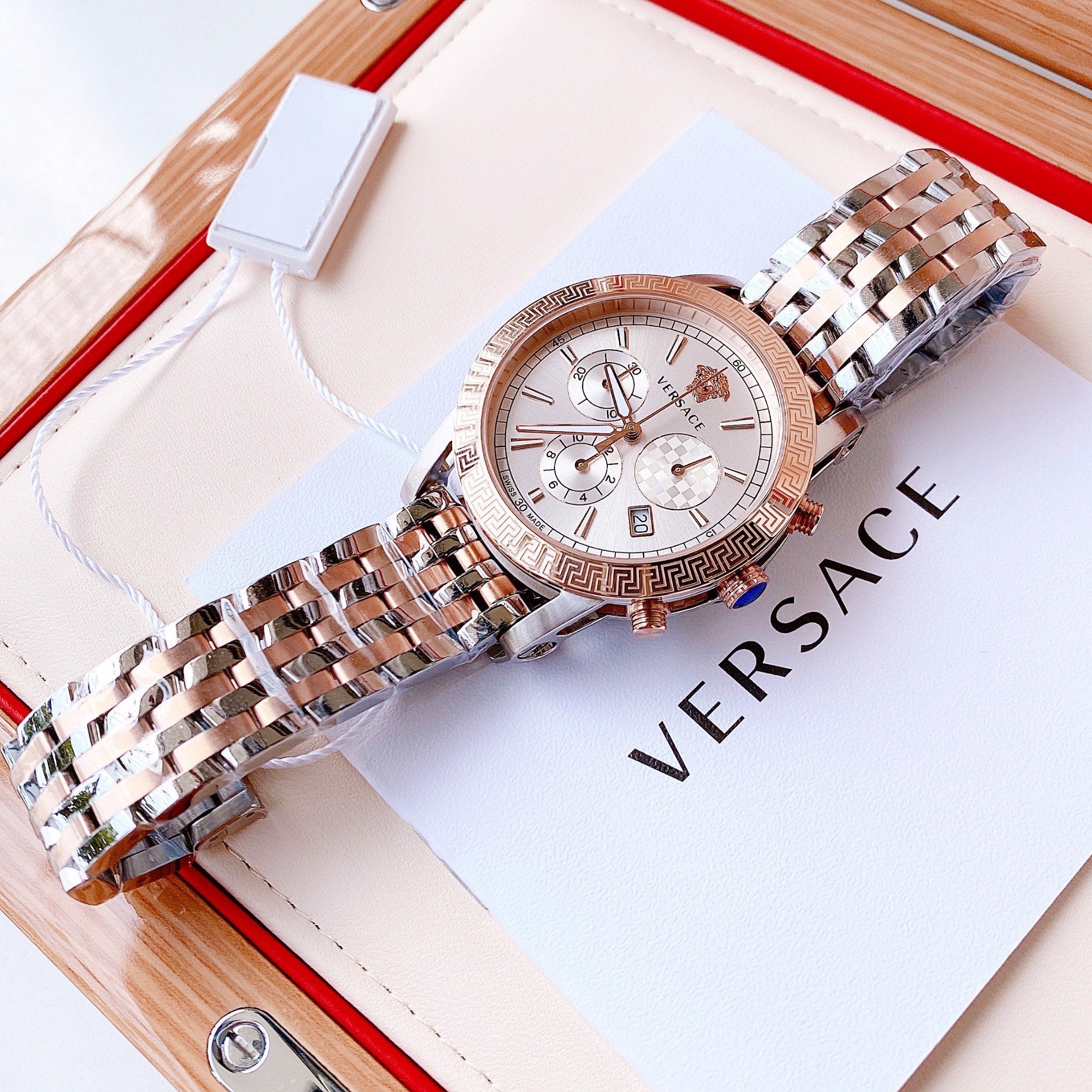  Shop Authentic Versace Sport Tech Chronograph While Dial Two Tone Steel Strap Watch for Men - VELT00319 - Luxxuri